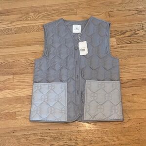 Anine Bing Gray Puffer Vest with Patch Pockets Size L New